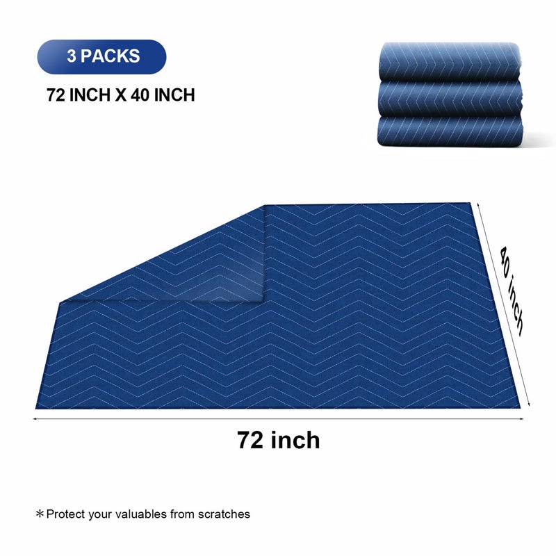 OUMETE 3-Pack Moving Blankets 40x72 Inch Heavy Duty Extra Thick Packing Blankets for Moving & Transport Furniture Protection Professional Quilted Moving Supplies - Image 2